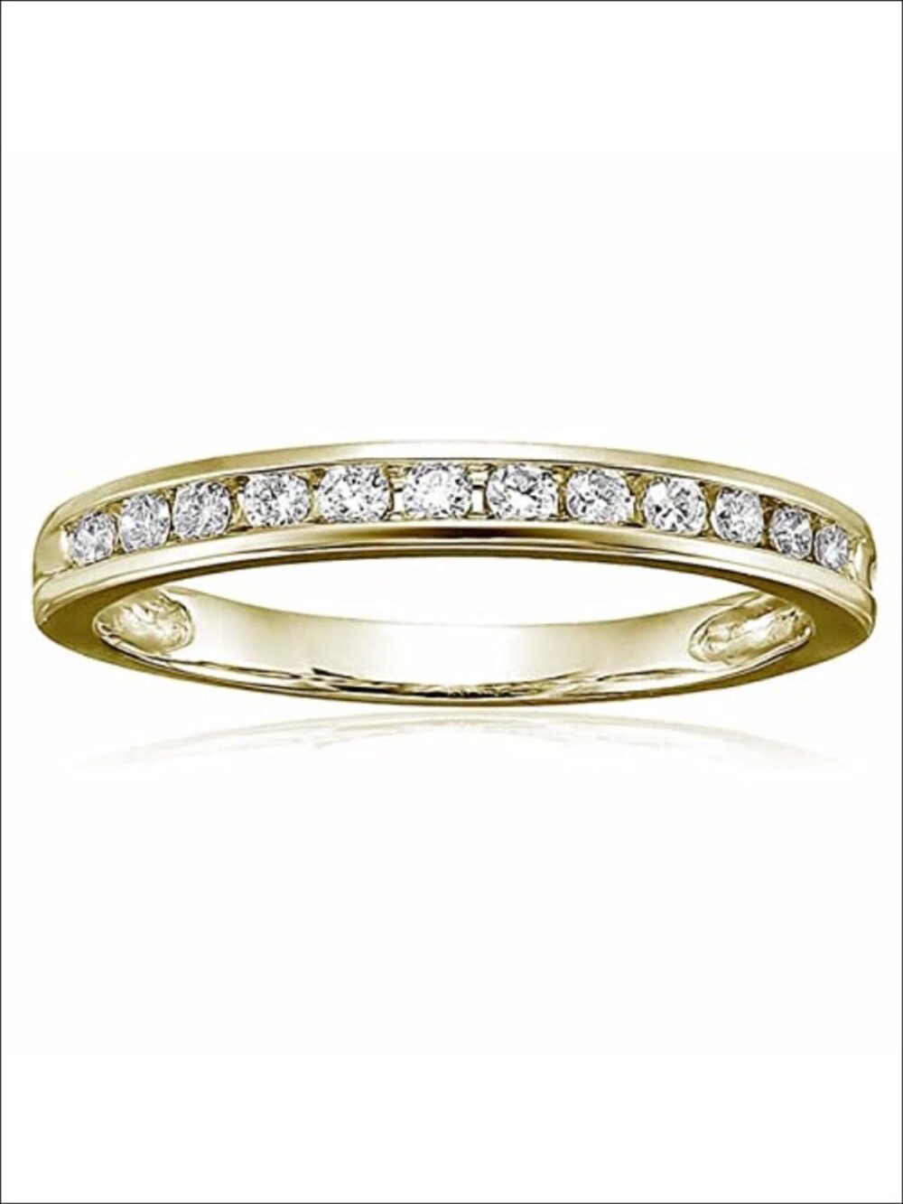 14K Yellow Gold Diamond Wedding Band Channel Set Half Eternity Ring